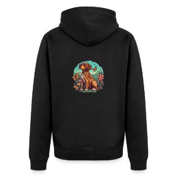 Verspieltes Hundemotiv: Entzückendes Design. - Unisex Premium Bio Zip Hoodie - Schwarz - Hinten - Nico (187cm)