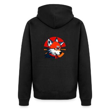 Wolf - Ninja - Japan - Unisex Premium Bio Zip Hoodie - Schwarz - Hinten - Nico (187cm)