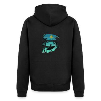 Mood summer beach surf - Unisex Premium Organic Zip Hoodie - black - Back - Nico (187cm)