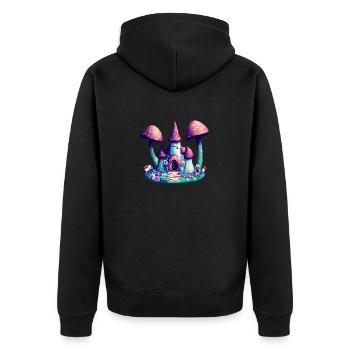 Fantasy Castle Mushroom Towers, Magic Fairy Tale - Unisex Premium Organic Zip Hoodie - black - Back - Nico (187cm)