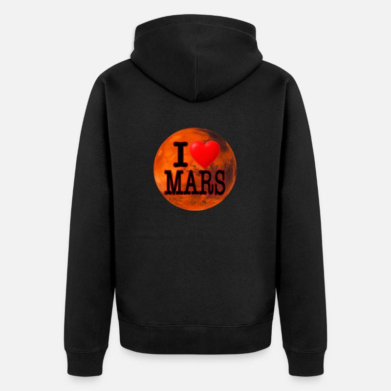 Ich liebe den Mars - Unisex Premium Bio Zip Hoodie - Schwarz