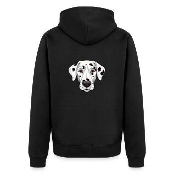 Dalmatiner Kopf Comic Cartoon Hundefreude - Unisex Premium Bio Zip Hoodie - Schwarz - Hinten - Nico (187cm)
