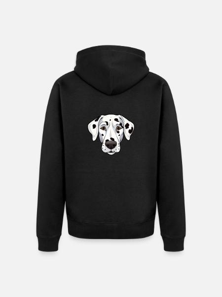 Dalmatiner Kopf Comic Cartoon Hundefreude - Premium økologisk unisex-hættejakke - sort