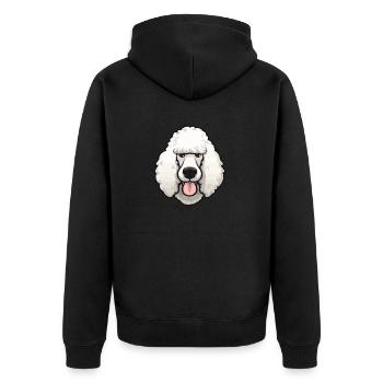 Groß Pudel Kopf Comic Cartoon Hund Hunde - Unisex Premium Bio Zip Hoodie - Schwarz - Hinten - Nico (187cm)