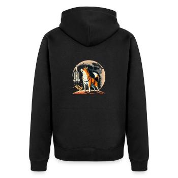 Shiba Inu to the Moon - Unisex Premium Organic Zip Hoodie - black - Back - Nico (187cm)