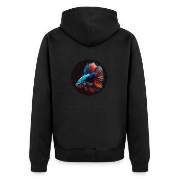 Kampffisch / Beta Splendens - Unisex Premium Bio Zip Hoodie - Schwarz - Hinten - Nico (187cm)