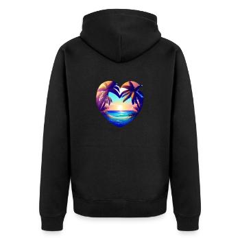 Summer Vacation Palm Island Sun Palm Beach - Unisex Premium Organic Zip Hoodie - black - Back - Nico (187cm)