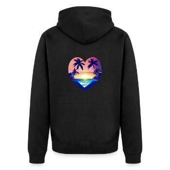 Summer vacation Palm Island Sun Palm Beach - Unisex Premium Organic Zip Hoodie - black - Back - Nico (187cm)
