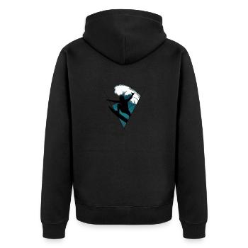 Casual Aerial Surfer Silhouette Breaking Wave - Veste à capuche bio Premium Unisexe - noir - Dos - Nico (187cm)