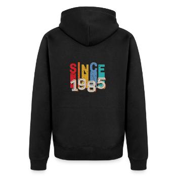 Since 1985 retro - Unisex Premium Organic Zip Hoodie - black - Back - Nico (187cm)