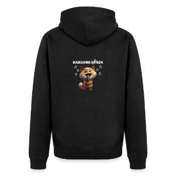 Karaoke Queen Singing Funny Cats Motif - Unisex Premium Organic Zip Hoodie - black - Back - Nico (187cm)
