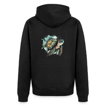 Die Meeresschildkröte - Unisex Premium Bio Zip Hoodie - Schwarz - Hinten - Nico (187cm)