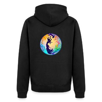 Ins Meer - Unisex Premium Bio Zip Hoodie - Schwarz - Hinten - Nico (187cm)