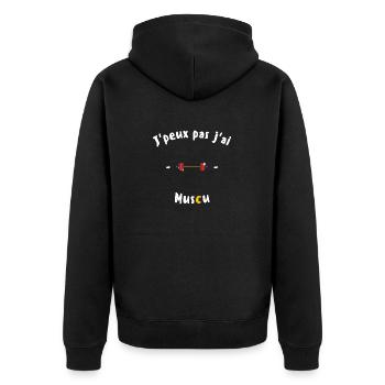 J peux pas j ai Muscu - Veste à capuche bio Premium Unisexe - noir - Dos - Nico (187cm)