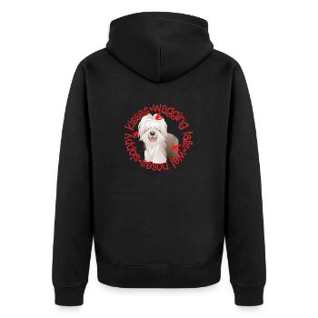 Cute Bearded Collie sloppy kisses - Unisex Premium Organic Zip Hoodie - black - Back - Nico (187cm)