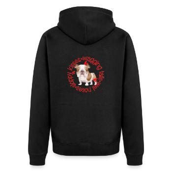 Cute Bulldog, sloppy kisses - Unisex Premium Organic Zip Hoodie - black - Back - Nico (187cm)