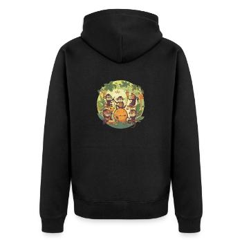 Monkey Party - Unisex Premium Bio Zip Hoodie - Schwarz - Hinten - Nico (187cm)