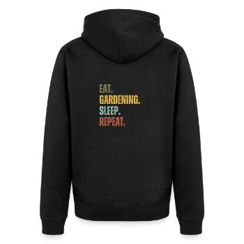 EAT GARDENING SLEEP REPEAT - Unisex Premium Organic Zip Hoodie - black - Back - Nico (187cm)