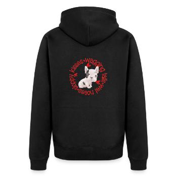 Cute French Bulldog, sloppy kisses - Unisex Premium Organic Zip Hoodie - black - Back - Nico (187cm)