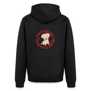 Cute Golden Labrador, sloppy kisses - Unisex Premium Organic Zip Hoodie - black - Back - Nico (187cm)