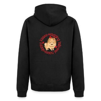 Cute Pomeranian, sloppy kisses - Unisex Premium Organic Zip Hoodie - black - Back - Nico (187cm)
