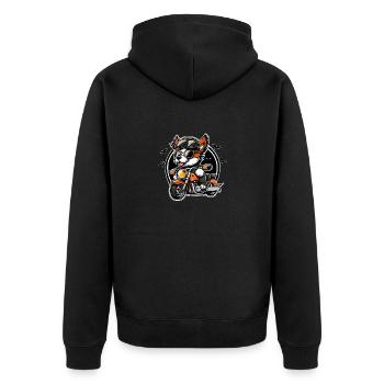 Doux chien sur une moto - Veste à capuche bio Premium Unisexe - noir - Dos - Nico (187cm)