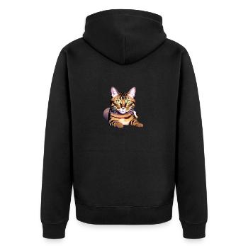 Bengalkatze Kätzchen Katzenbesitzer Bengalkätzchen - Unisex Premium Bio Zip Hoodie - Schwarz - Hinten - Nico (187cm)