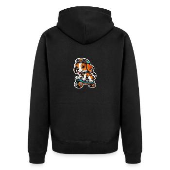 Doux chien sur une planche à roulettes - Veste à capuche bio Premium Unisexe - noir - Dos - Nico (187cm)