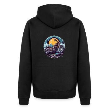 Motorcycle chopper - Unisex Premium Organic Zip Hoodie - black - Back - Nico (187cm)