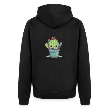 Cute baby cactus - Unisex Premium Organic Zip Hoodie - black - Back - Nico (187cm)