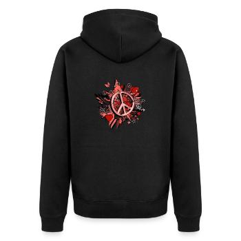 liebe frieden frieden sommer honig liebe hippie cool - Unisex Premium Bio Zip Hoodie - Schwarz - Hinten - Nico (187cm)