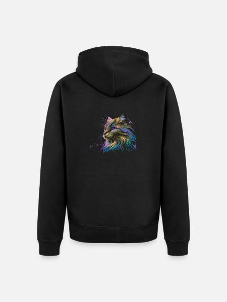 Cat miaw love, cat lovers, miaw, meow - Unisex Premium Organic Zip Hoodie - black