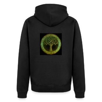 Celtic Tree of Life - Unisex Premium Organic Zip Hoodie - black - Back - Nico (187cm)