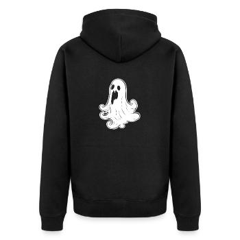 Geist Geister Geisterstunde Halloween - Unisex Premium Bio Zip Hoodie - Schwarz - Hinten - Nico (187cm)