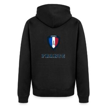 FRANKREICH - Unisex Premium Bio Zip Hoodie - Schwarz - Hinten - Nico (187cm)