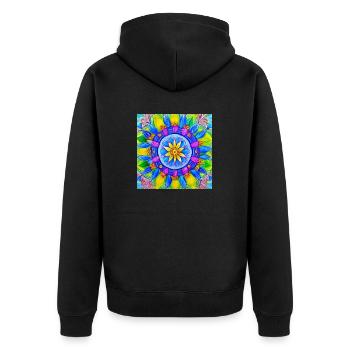 Botanical Mandala Ölgemälde - Unisex Premium Bio Zip Hoodie - Schwarz - Hinten - Nico (187cm)