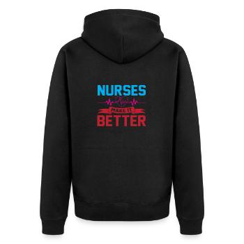Nurses make it better - Unisex Premium Organic Zip Hoodie - black - Back - Nico (187cm)