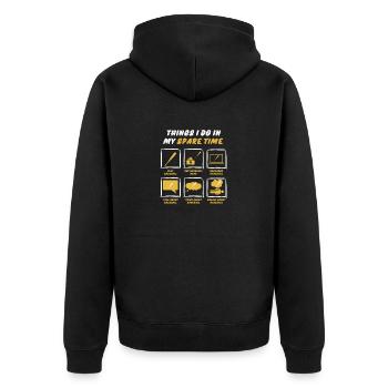 BASEBALL IN SPARE TIME - Unisex Premium Organic Zip Hoodie - black - Back - Nico (187cm)