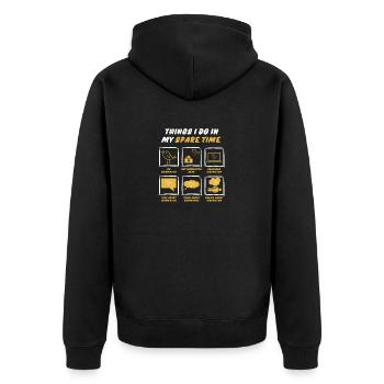 BIRDWATCH IN SPARE TIME - Unisex Premium Organic Zip Hoodie - black - Back - Nico (187cm)