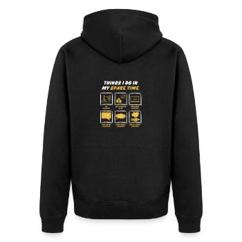 CAMP IN SPARE TIME - Unisex Premium Organic Zip Hoodie - black - Back - Nico (187cm)
