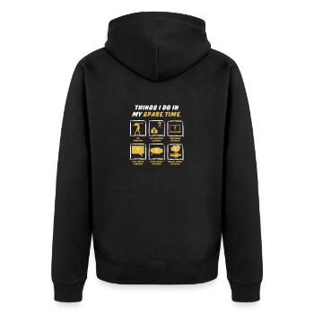 DANCE IN SPARE TIME - Unisex Premium Organic Zip Hoodie - black - Back - Nico (187cm)
