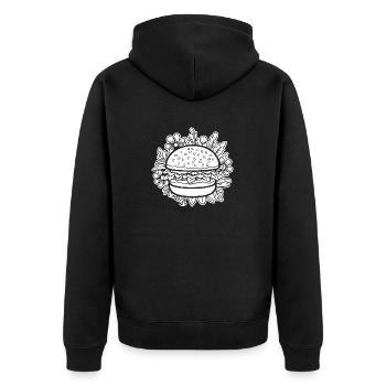 Hamburger Burger Fastfood Grillen Cheeseburger - Unisex Premium Bio Zip Hoodie - Schwarz - Hinten - Nico (187cm)