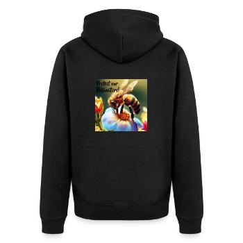 Bee on flower. Protect our bees sustainably! - Unisex Premium Organic Zip Hoodie - black - Back - Nico (187cm)