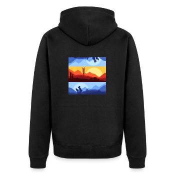 Summer evening vibes - Unisex Premium Organic Zip Hoodie - black - Back - Nico (187cm)