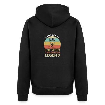 Ski The Man Dad The Myth The Legend Skier - Unisex Premium Organic Zip Hoodie - black - Back - Nico (187cm)