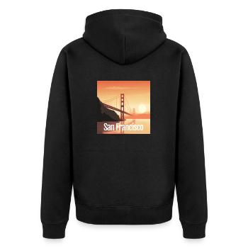 Golden Gate Bridge - San Francisco - Square - Veste à capuche bio Premium Unisexe - noir - Dos - Nico (187cm)