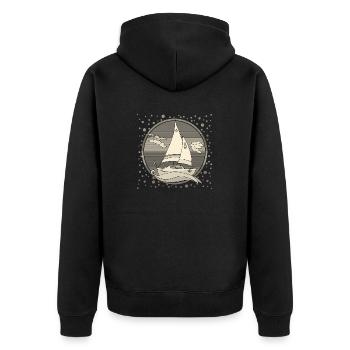 Segelboot - Unisex Premium Bio Zip Hoodie - Schwarz - Hinten - Nico (187cm)