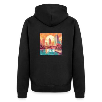 Miami - Unisex Premium Organic Zip Hoodie - black - Back - Nico (187cm)