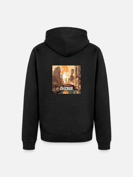 Chicago at sunset - Unisex Premium Organic Zip Hoodie - black