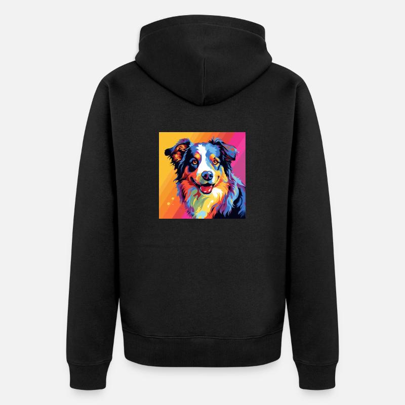 Australian Shepherd Pop Art - Unisex Premium Bio Zip Hoodie - Schwarz